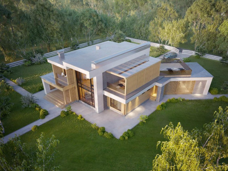 Дом в стиле Райта со вторым светом