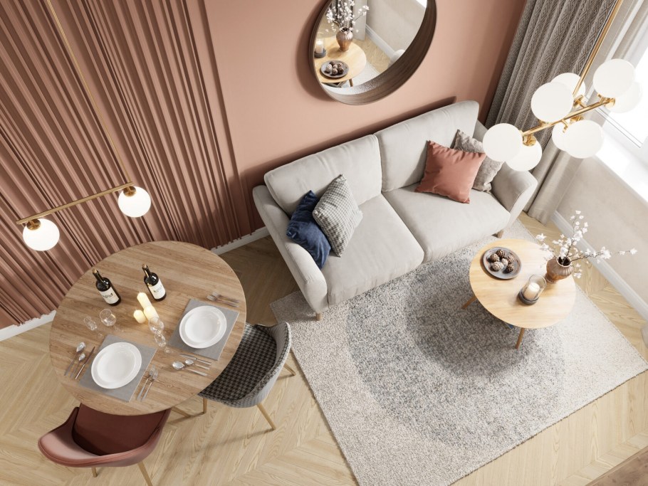 Нестандартная планировка гостиной