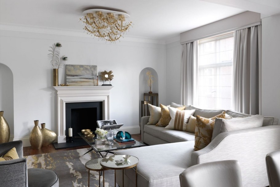 Сочетание серого и золотого в интерьере