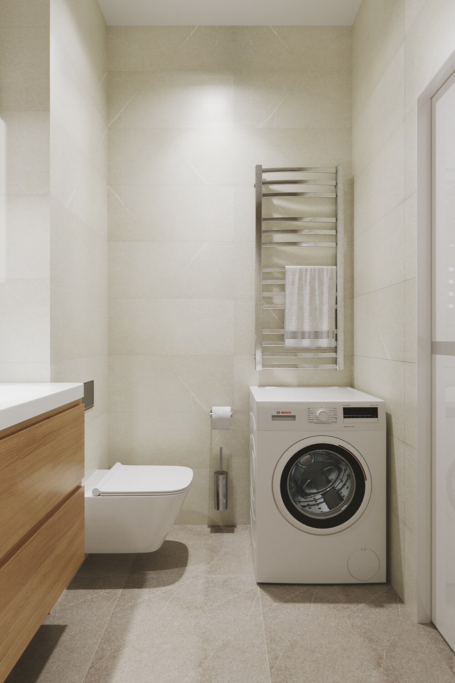 Планировка ванной с инсталляцией и стиральной машиной