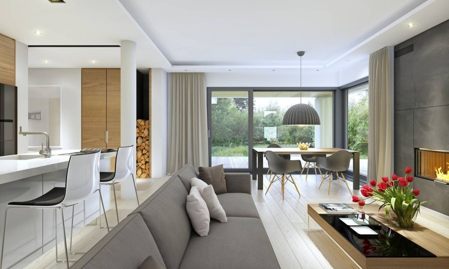 Гостиная в одноэтажном доме