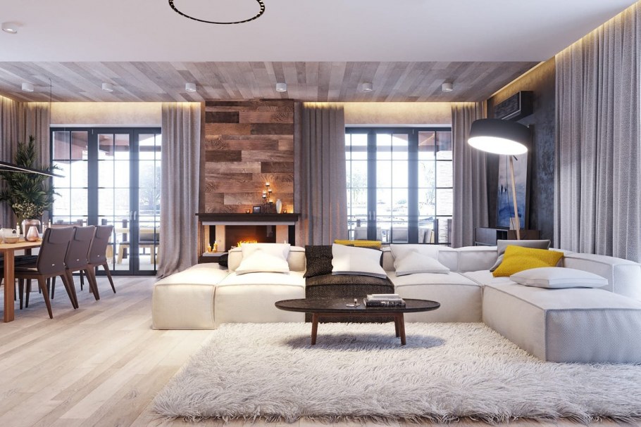 Современная гостиная в частном доме