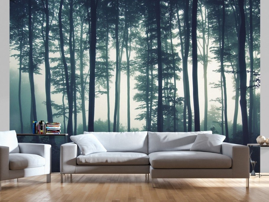 Фотообои стена, лес
