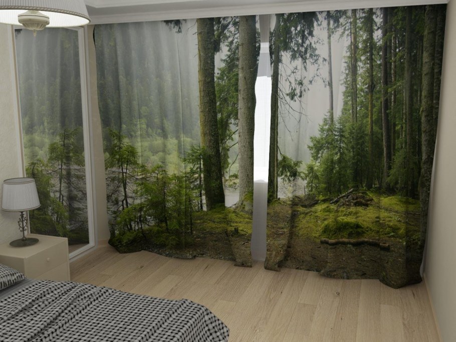 Шторы с изображением леса