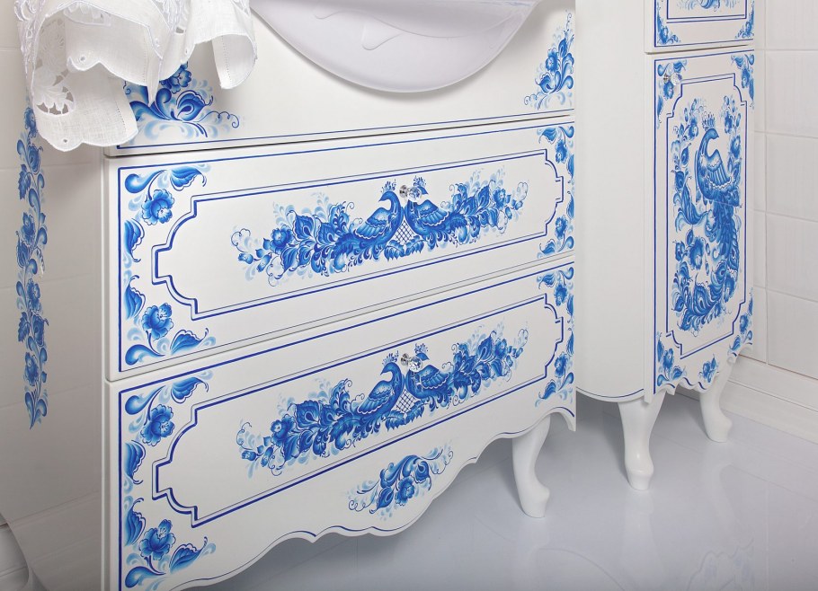 Гжельская часы с птичками