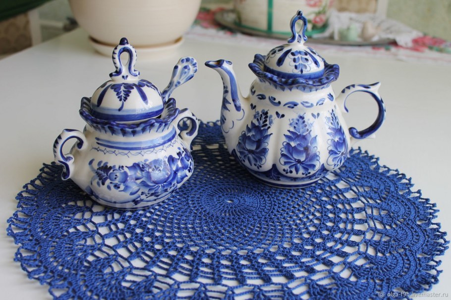 Кухня в стиле Гжель в частном доме