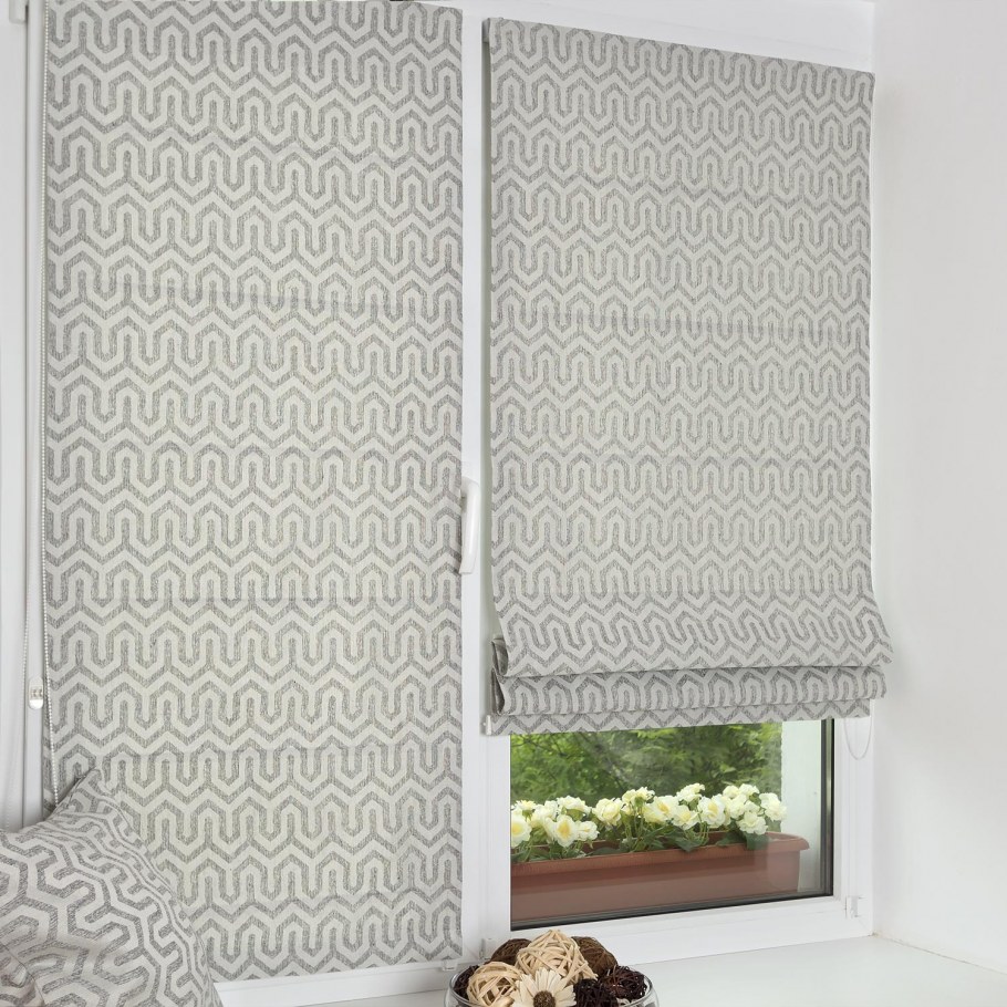 Римская штора Эскар натур синий