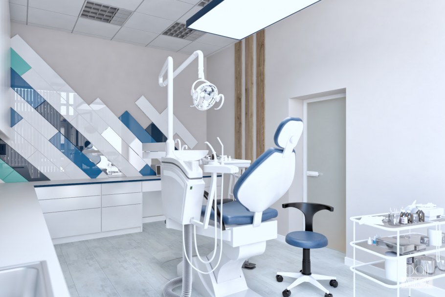Интерьер стоматологического кабинета в белом цвете