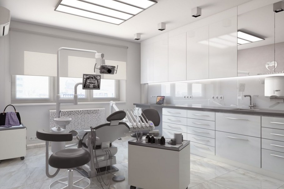 Интерьер стоматологии в серых тонах