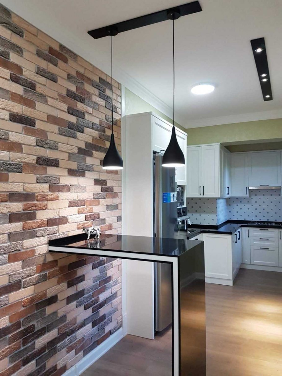 Крашеный кирпич в интерьере