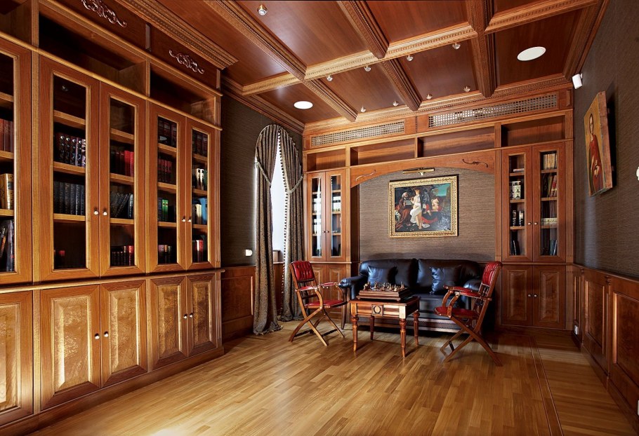 Отделка кабинета деревом