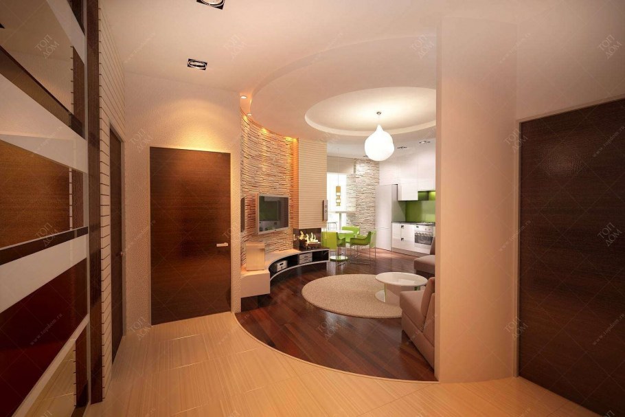 Зал совмещенный с коридором