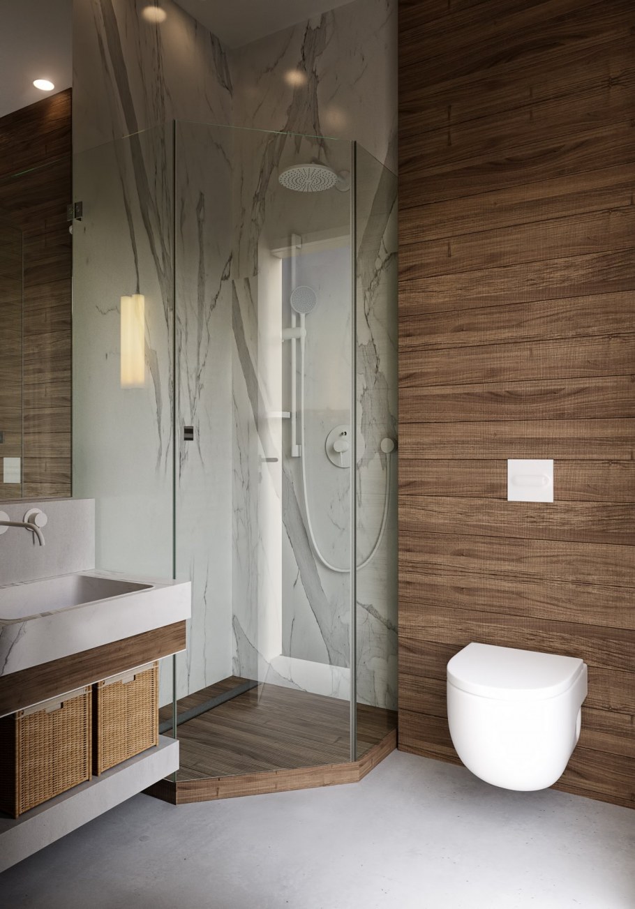 Душевая комната экостиль под дерево