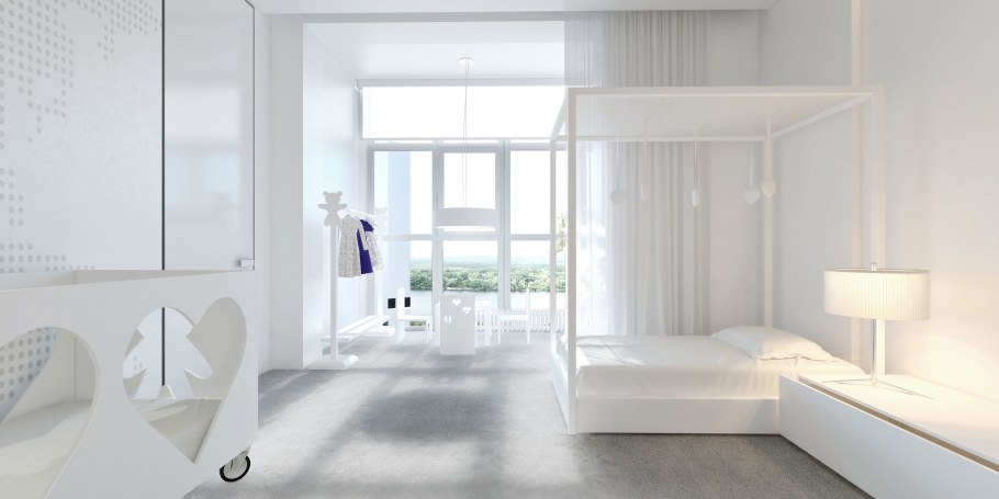 Спальня в белых тонах