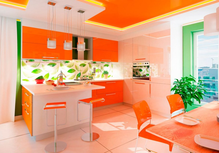Кухня апельсин угловая