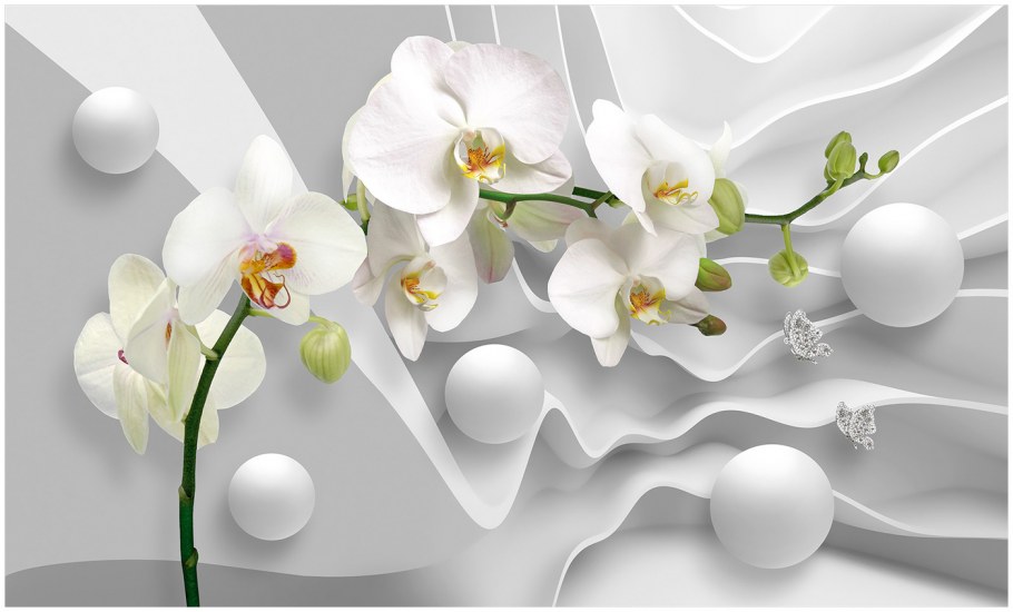 Шторы в ванную с орхидеями