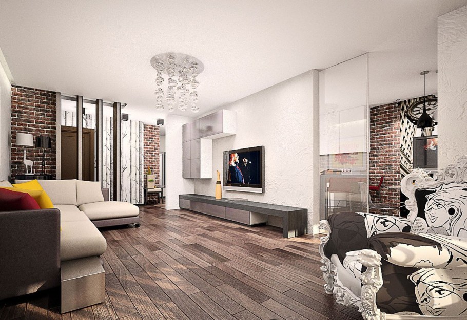 Гостиные в стиле лофт