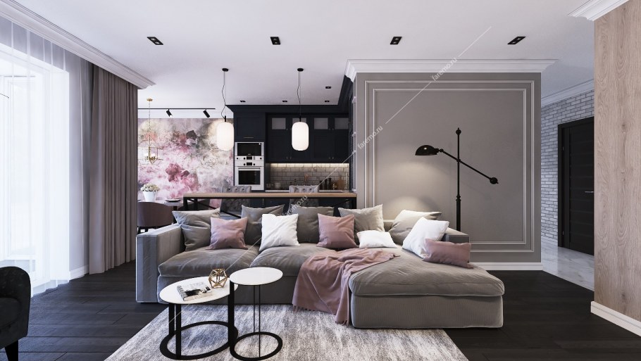 Гостиная Минимализм с элементами классики