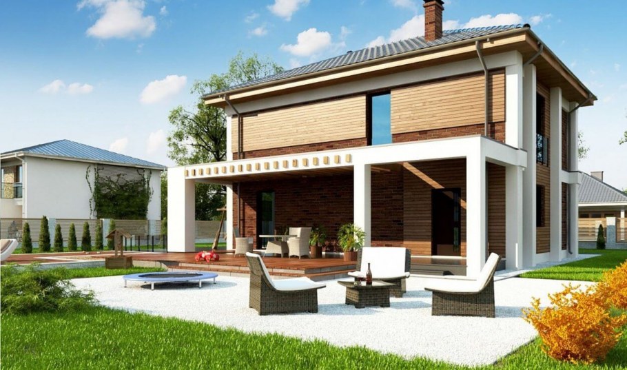 Двухэтажный дом с террасой