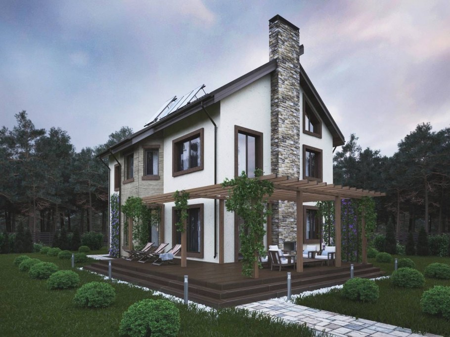 Двухэтажный дом с террасой