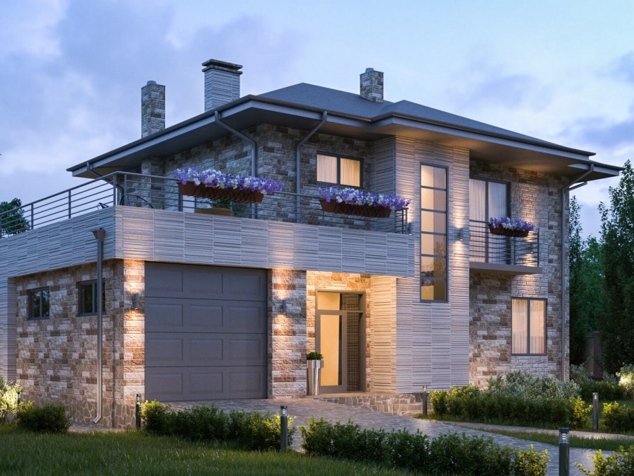 Двухэтажный коттедж с гаражом