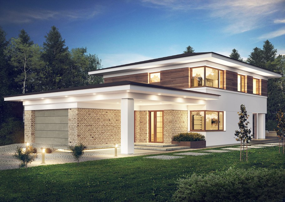 Двухэтажный дом с террасой