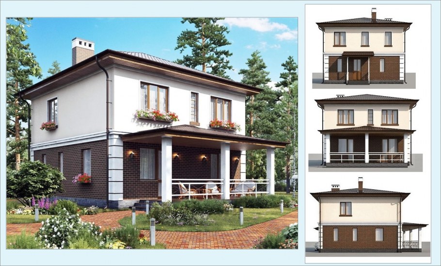 Двухэтажный дом с террасой