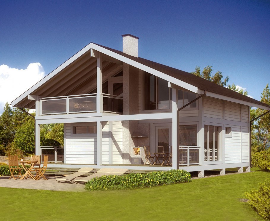 Двухэтажный дом с террасой