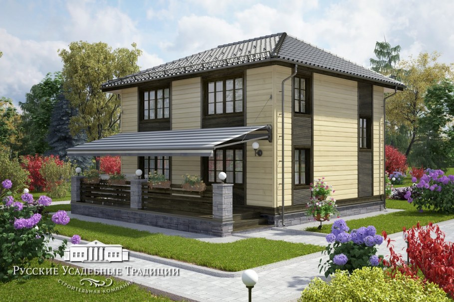 Двухэтажный дом с террасой