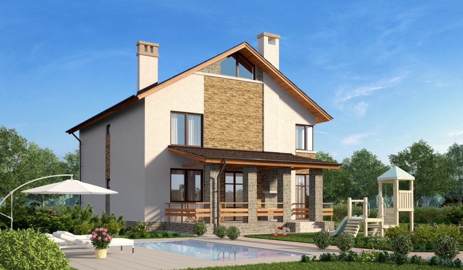 Проекты небольших двухэтажных домов с террасой