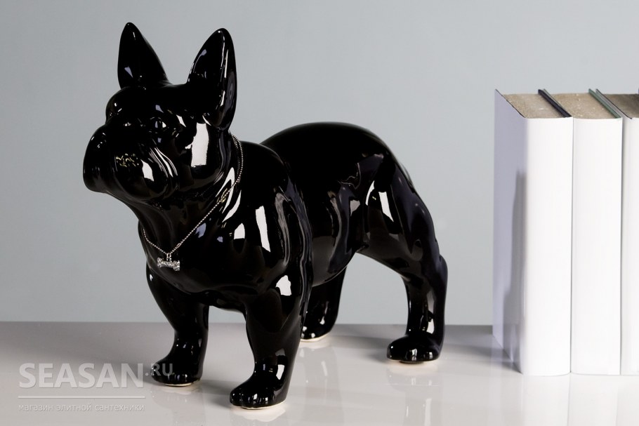Керамическая фигурка бульдог черная Casablanca