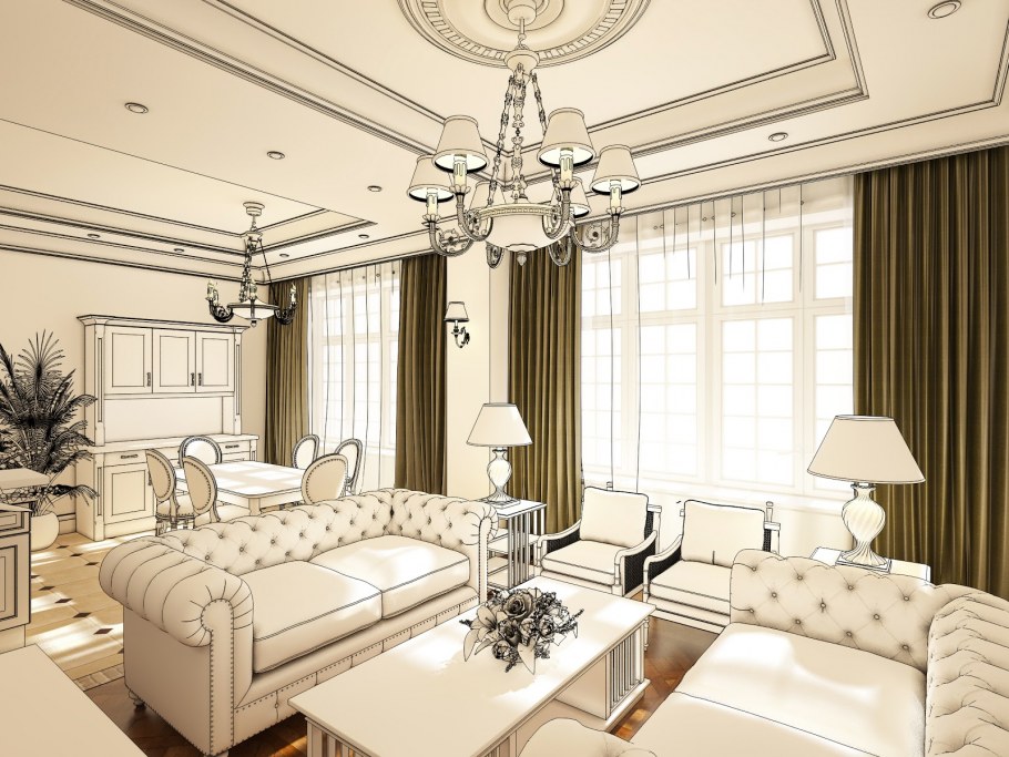 Гостиная с эко камином в бежевых тонах