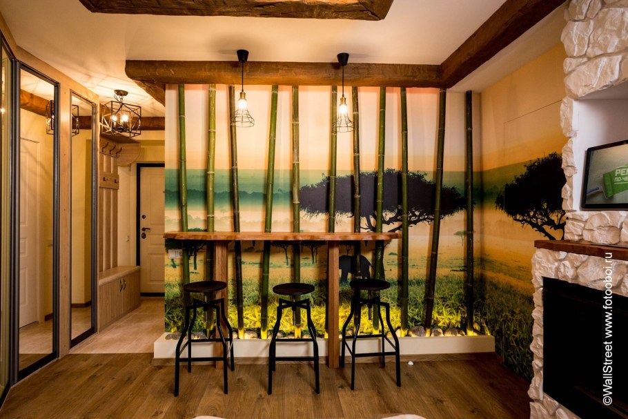 Бамбуковая стена в интерьере