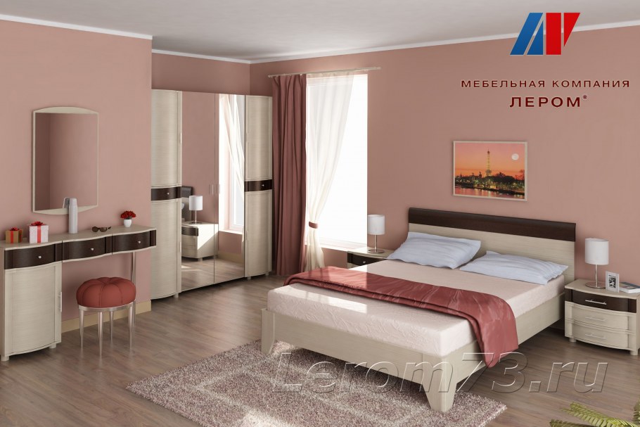 Темно бордовая спальня