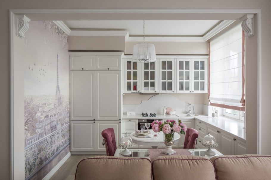 Интерьер кухни в пастельных тонах