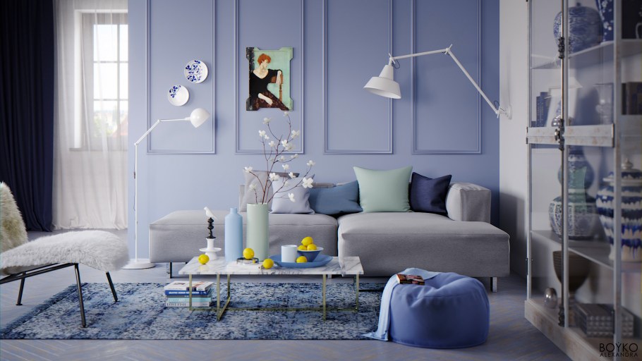 Холодные оттенки в интерьере