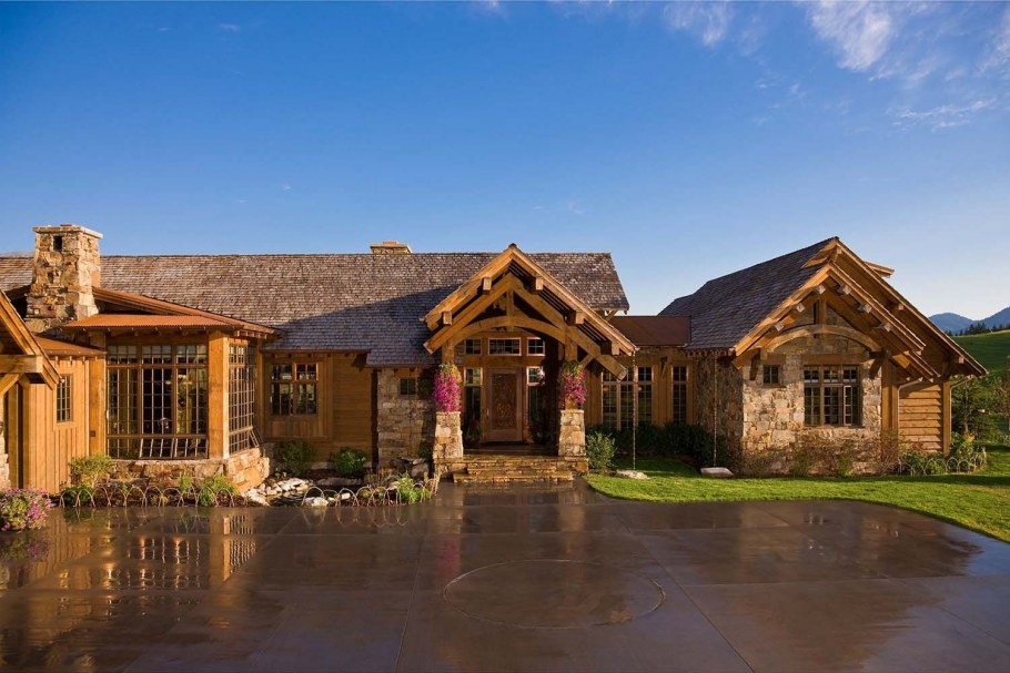 Одноэтажный дом в стиле рустик