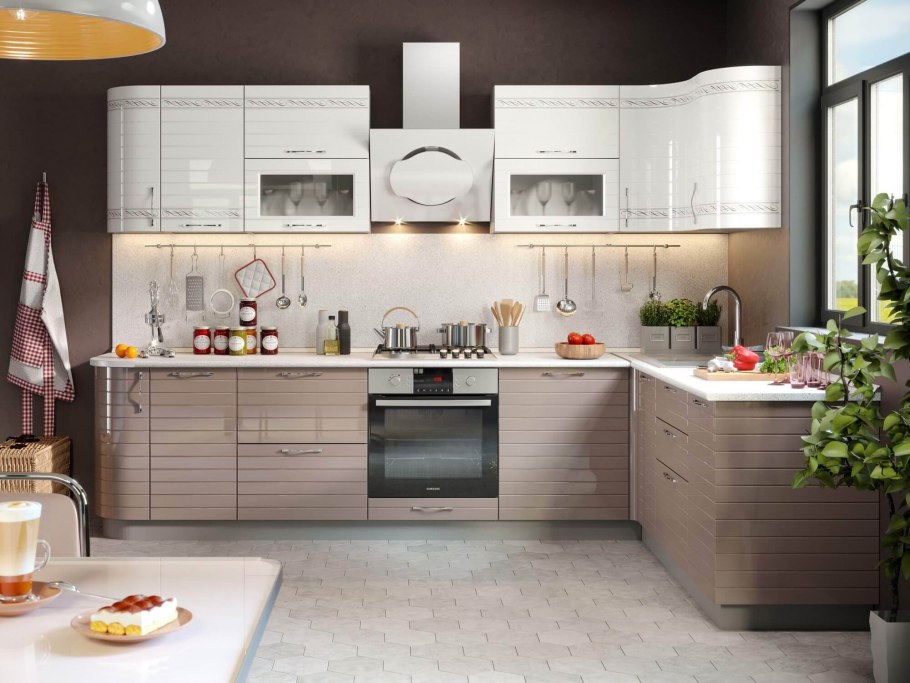 Кухня Анастасия капучино белый глянец