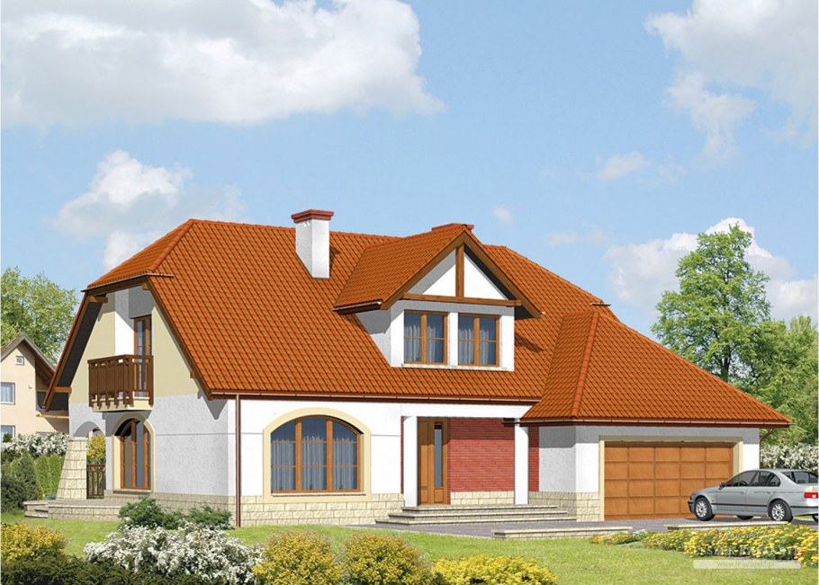 Дом с мансардным этажом и гаражом