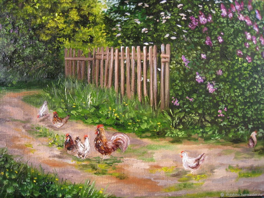 Деревенский дворик в живописи