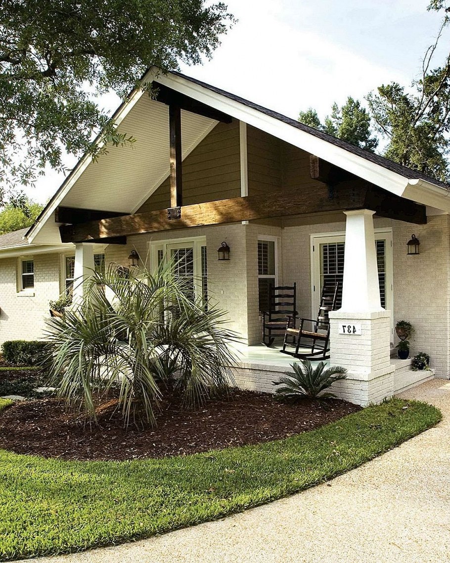 Одноэтажный дом бунгало с террасой проект