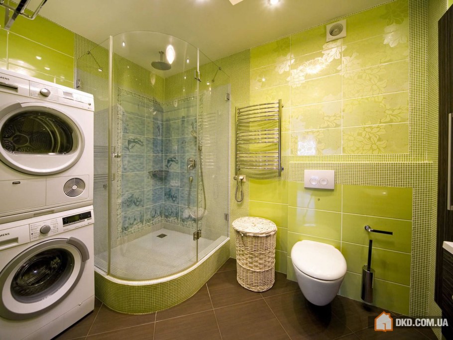 Ванная 3м.кв. с душевой и стиралкой черная