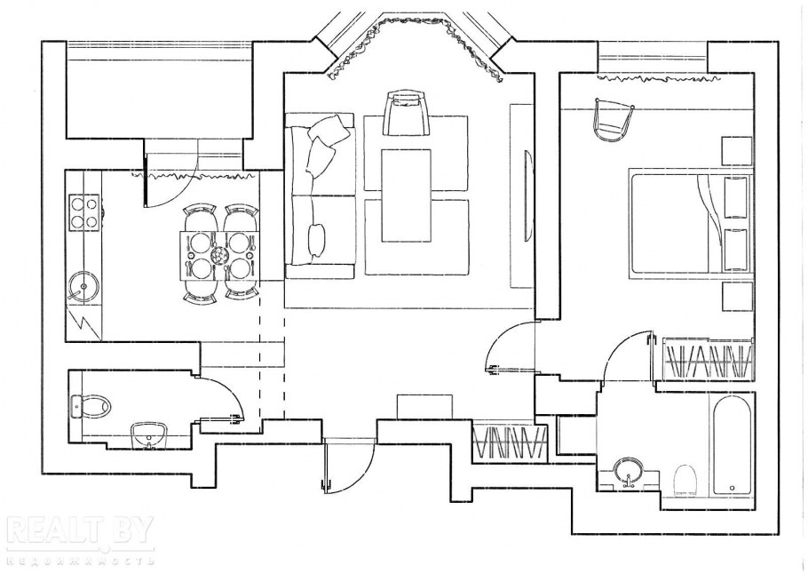 Планировка 2х комнатной квартиры буквой т