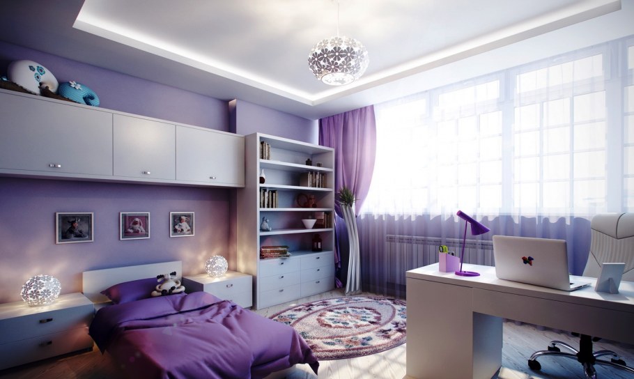 Комната для девочки в фиолетовых тонах