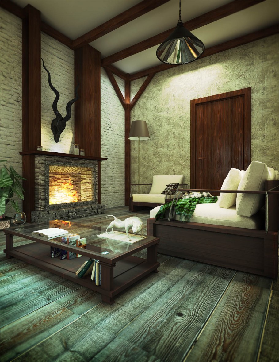 Гостиная в стиле Шале