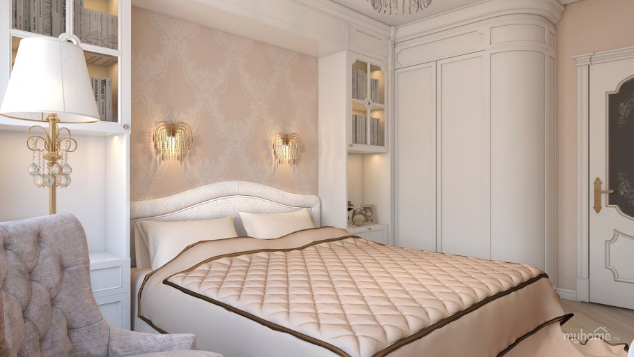 Спальня 13 м2 в неоклассическом стиле