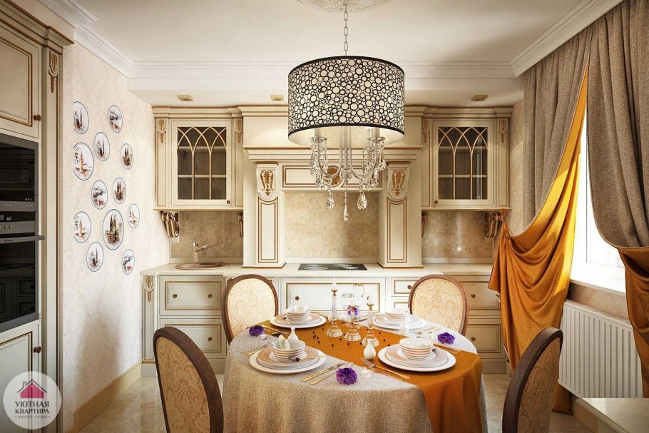 Красивая кухня в нежных тонах