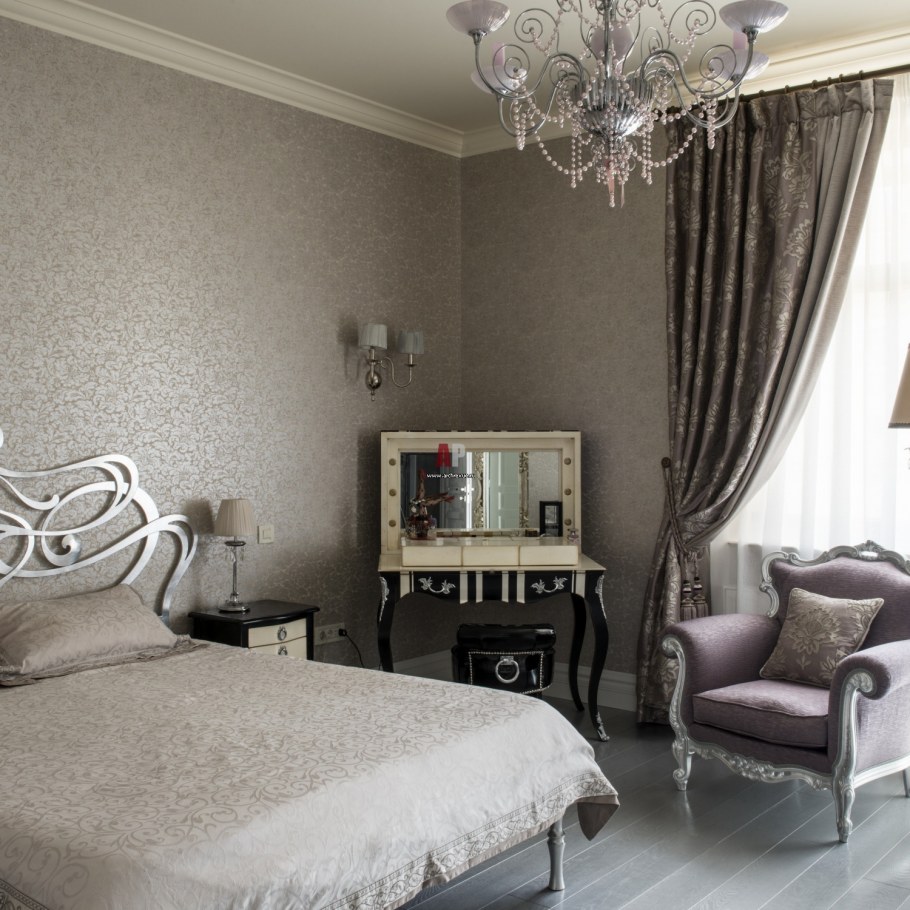 Спальня в серебряных тонах