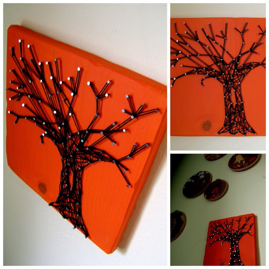 Панно дерево и нитки