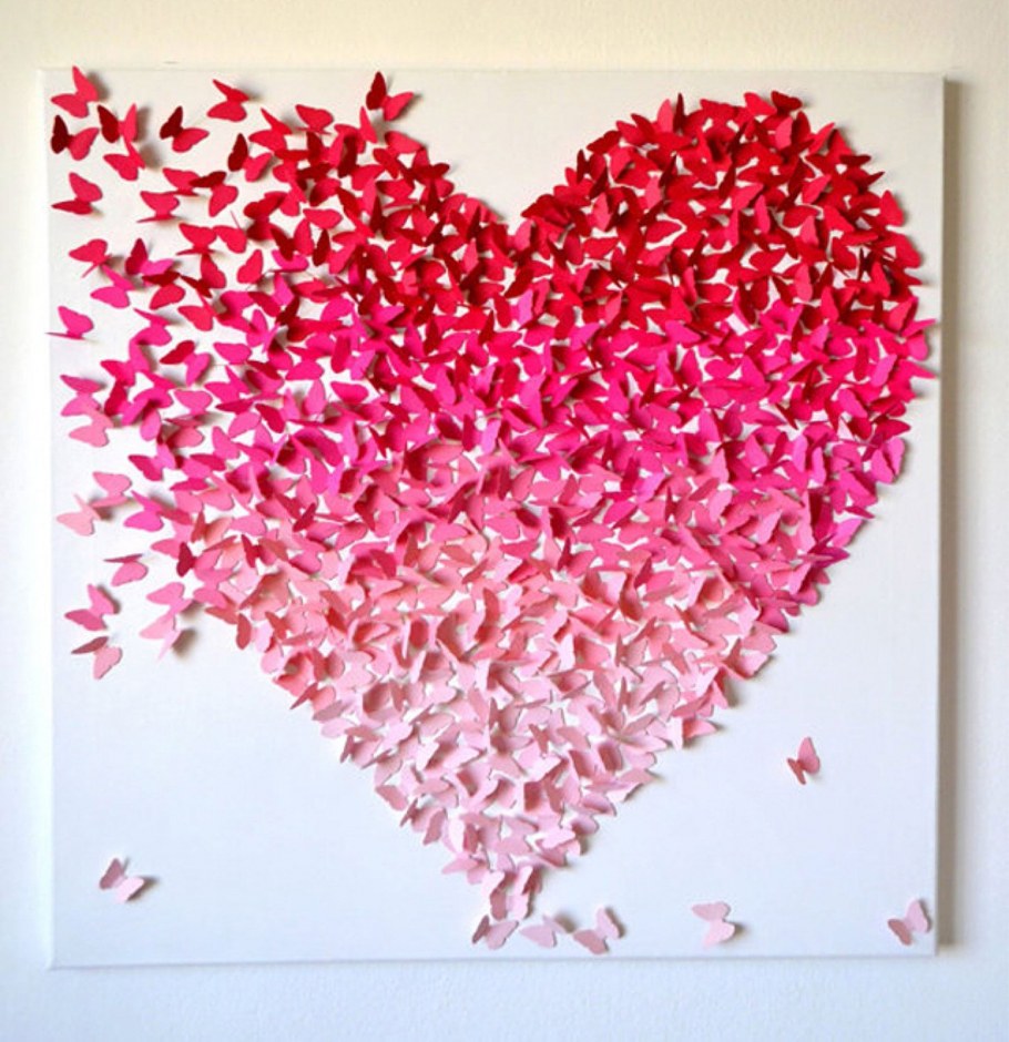 Панно сердце из бабочек